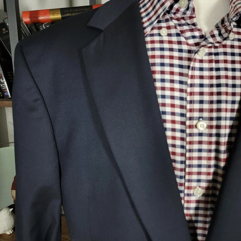 JOS A‎ BANK GORDON Men's Sport Coat Blazer Two Button Black Twill Wool Size 44L